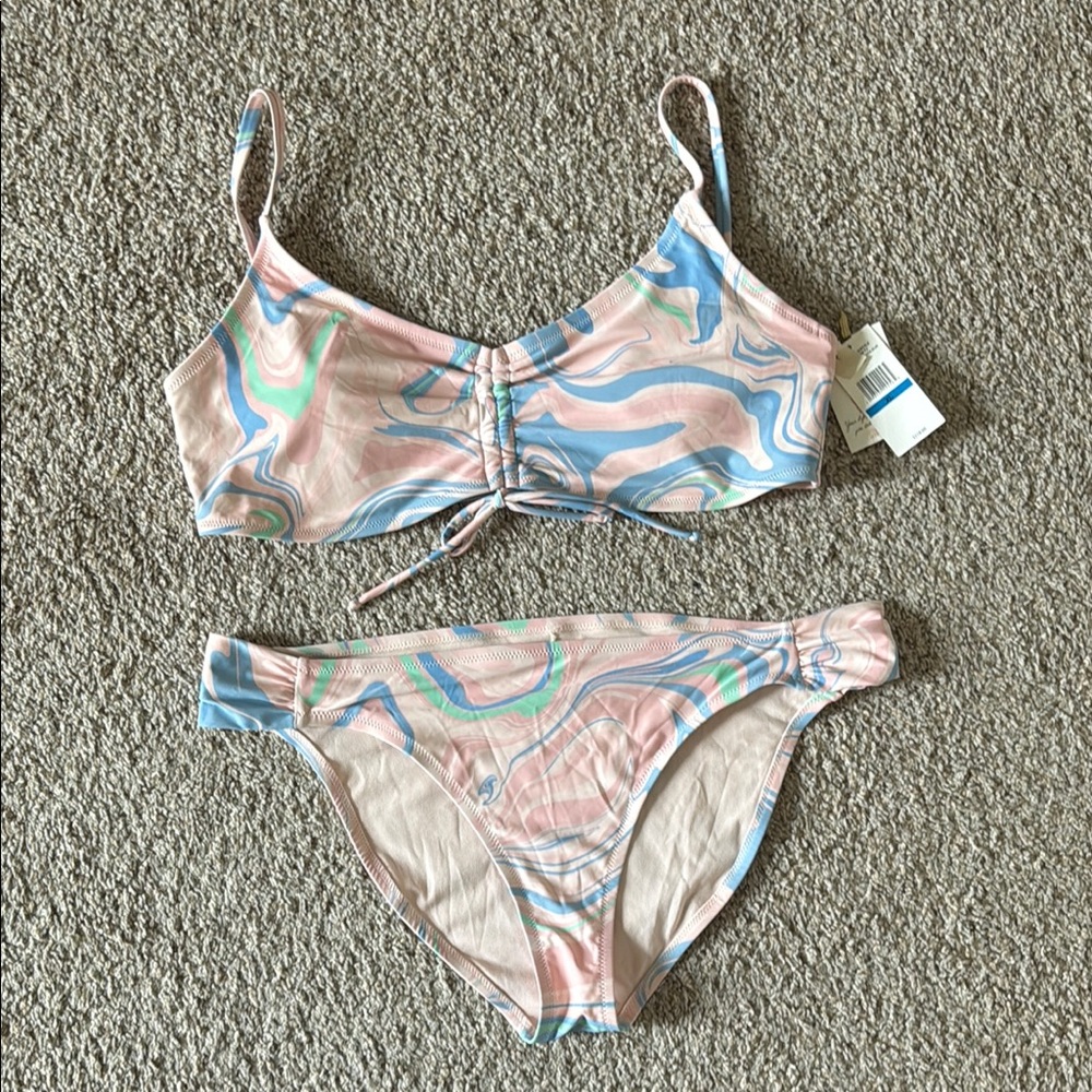 NWT Jessica Simpson Pastel Swirl Bikini Set Sz XL